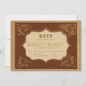 Carte Cowboy Country Tooled Leather Meal Wedding RSVP (Devant)