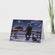 Cowboy Country Western avec Cheval Chien Bétail Ét