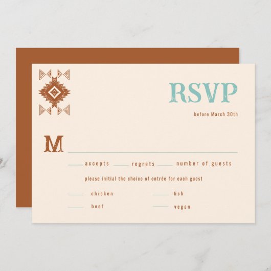 Carte Cowboy Country Western QR Code Repas Mariage RSVP (Devant / Derrière)