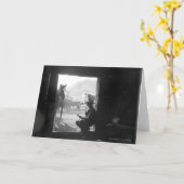 Carte Cowboy dans une porte avec des chevaux (Fleur jaune)