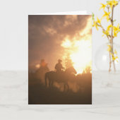 Carte Cowboy de coucher du soleil (Fleur jaune)