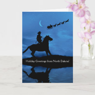 Carte Cowboy des Fêtes de Noël du Dakota du Nord