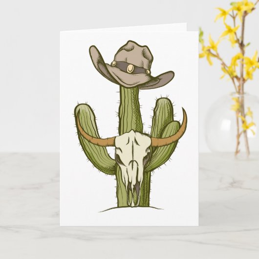 Carte Cowboy En Westen Cactus Idées Cadeaux Yeehaw (Fleur jaune)