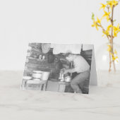 Carte Cowboy faisant le café à l'intérieur du (Fleur jaune)