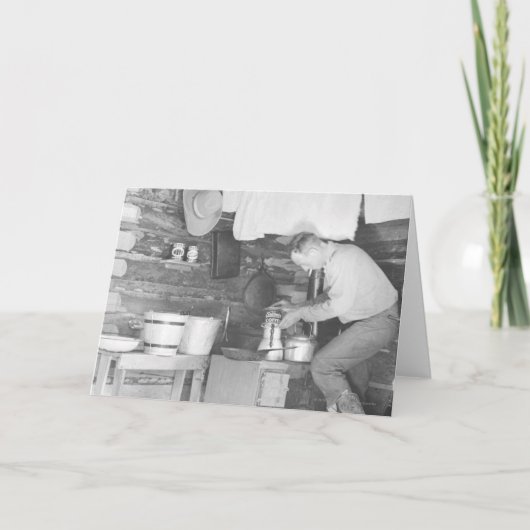 Carte Cowboy faisant le café à l'intérieur du (Devant)