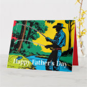 Carte Cowboy Fisherman on Riverbank (Fleur jaune)