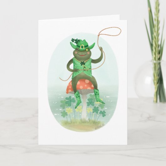 Carte Cowboy Leprechaun Frog St. Patrick's Day (Devant)