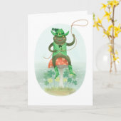 Carte Cowboy Leprechaun Frog St. Patrick's Day (Fleur jaune)