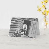 Carte Cowboy lisant une lettre avec un cheval (Fleur jaune)