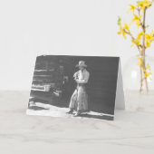 Carte Cowboy mangeant d'un beurre d'arachide Can. de (Fleur jaune)