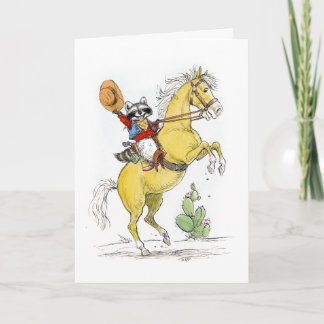 Carte Cowboy Raccoon Joyeux Anniversaire !