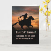 Carte Cowboy Roper et Horse Joyeux 58e anniversaire (Fleur jaune)