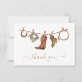 Carte Cowboy Western Clothesline Merci Note (Devant)