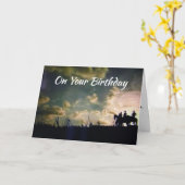 CARTE COWBOYS À L'AUBE POUR VOUS SPÉCIAL **ANNIVERSAIRE* (Fleur jaune)