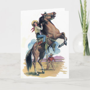 Carte Cowgirl en cheval