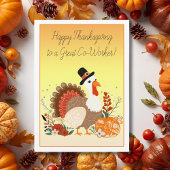 Carte Coworker Bon thanksgiving Turquie Folk Art