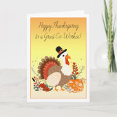 Carte Coworker Bon thanksgiving Turquie Folk Art (Devant)