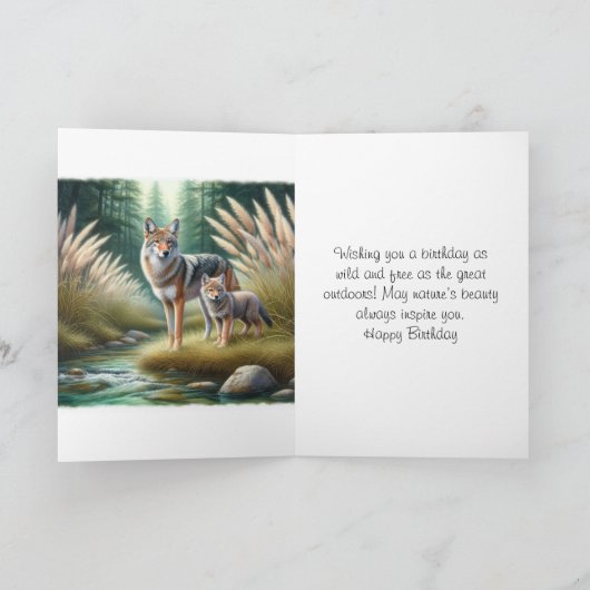 Carte Coyote and Pup Happy Birthday Wildlife (Intérieur)