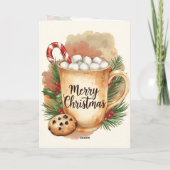 Carte Cozy cocoa merry Christmas cookie holly festive (Dos)
