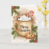 Carte Cozy cocoa merry Christmas cookie holly festive (Fleur jaune)