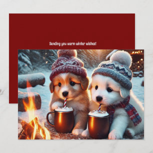Carte Cozy Puppy Winter • Amour de chien mignon