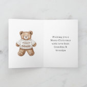 Carte Cozy Warm Christmas Cute Happy Teddy Bear Stripes (Intérieur)