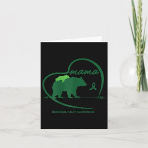 Carte Cp Maman Mama Ours Vert Ruban Cérébral Palsy Aware