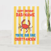 Carte Crabe amusant Amalfi Yellow Stripe Photo Anniversa (Devant)