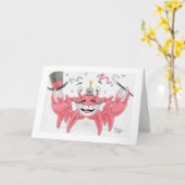 Carte Crabe d'anniversaire (Fleur jaune)