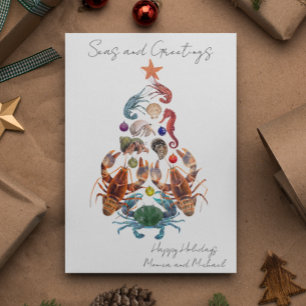 Carte Crabe Homard Arbre de Noël Crustacé Mer