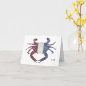 Carte Crabe rouge, blanc et bleu (Fleur jaune)