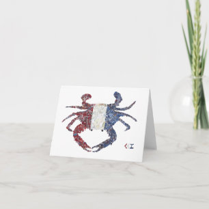 Carte Crabe rouge, blanc et bleu