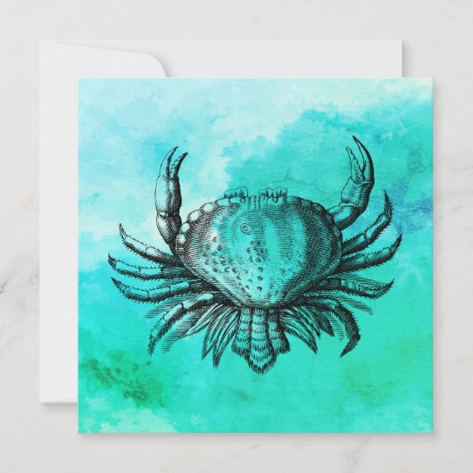 Carte Crabe tiré à la main (Scène de plage) (Créature ma (Devant)