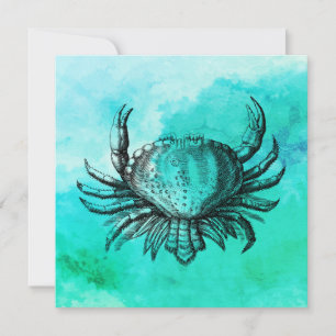 Carte Crabe tiré à la main (Scène de plage) (Créature ma