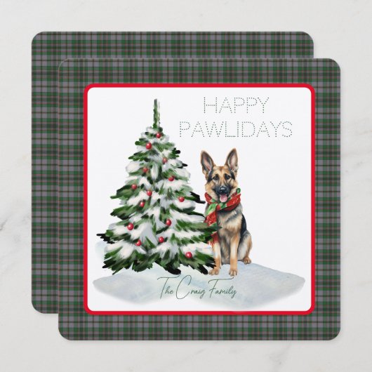 Carte Craig Tartan moderne Happy Pawlidays Chien (Devant / Derrière)