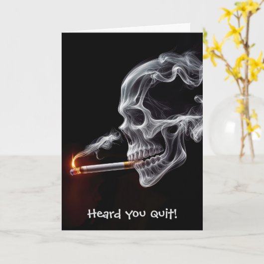 Carte Crâne Arrêter de Fumer Avec une Cigarette (Fleur jaune)