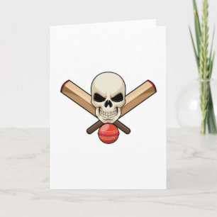 Carte Crâne au cricket avec chauve-souris de cricket