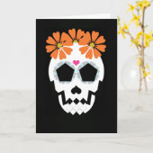 Carte Crâne aux fleurs orange (Fleur jaune)