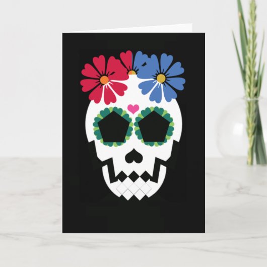 Carte Crâne avec des fleurs (Devant)