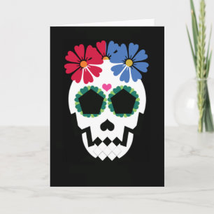 Carte Crâne avec des fleurs