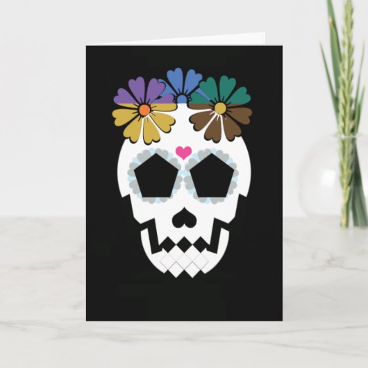 Carte Crâne avec des fleurs (Devant)