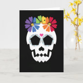 Carte Crâne avec des fleurs d'arc-en-ciel (Fleur jaune)