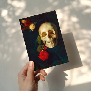 Carte Crâne avec des roses Carl Schuch