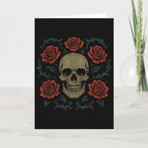 Carte Crâne avec des roses gothiques floral sombre esthé