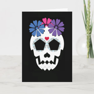 Carte Crâne avec fleurs