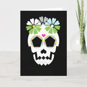 Carte Crâne avec fleurs
