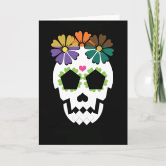 Carte Crâne avec fleurs
