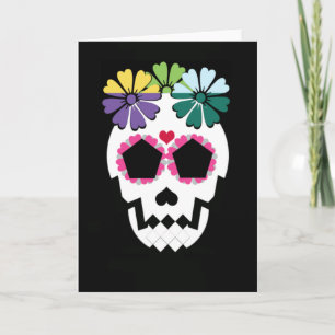 Carte Crâne avec fleurs
