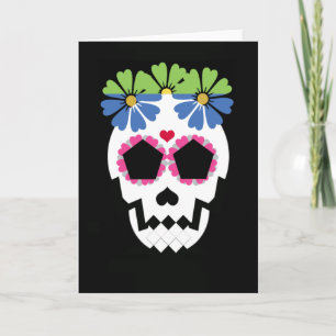 Carte Crâne avec fleurs