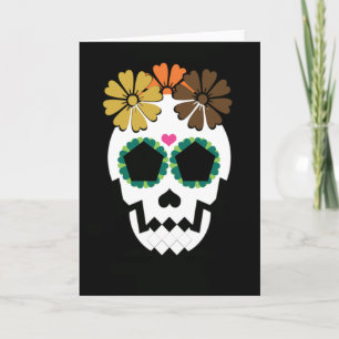 Carte Crâne avec les fleurs Hued d'automne